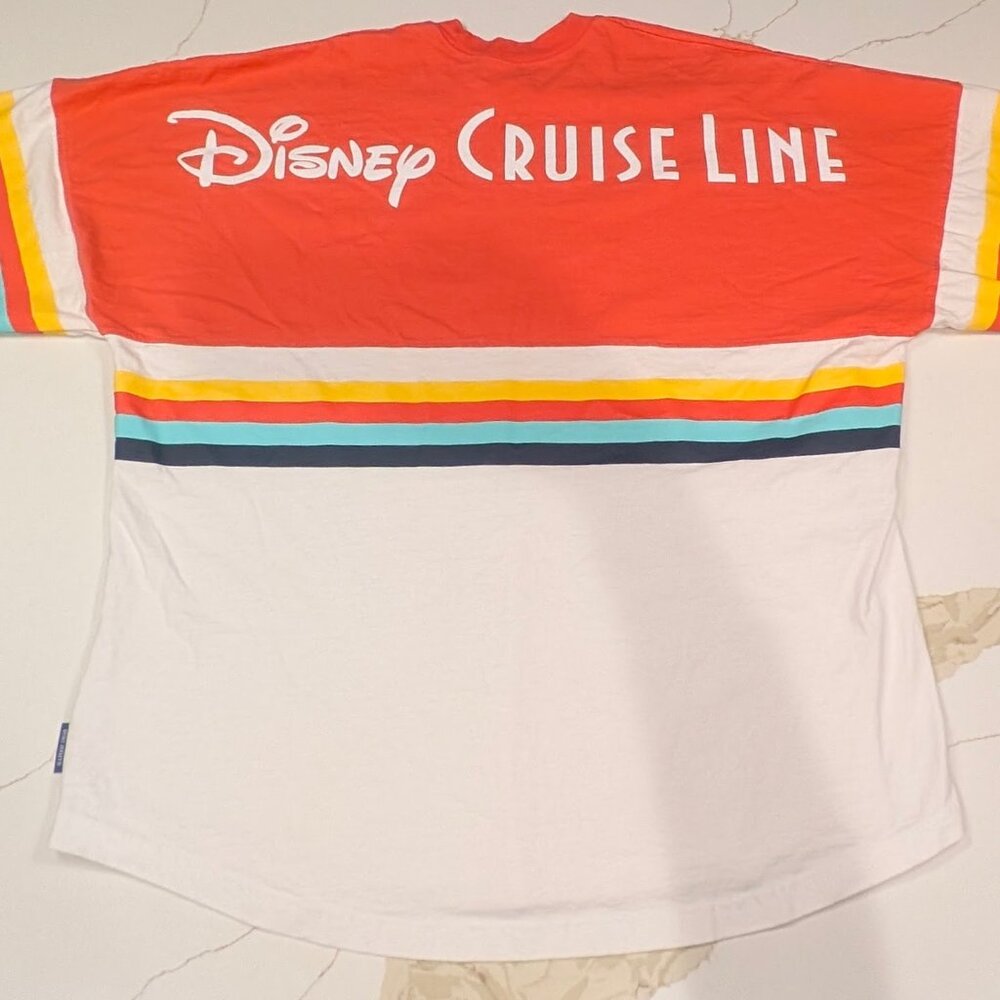 Disney Cruise Line Spirit Jersey Coral Nautical Stripes DCL Size XL Unisex